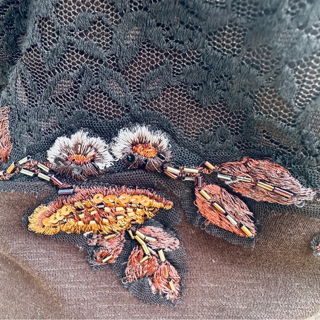 FREE PEOPLE Black dress Embroidered Beaded Sequin Secrets of Eden - Image 14