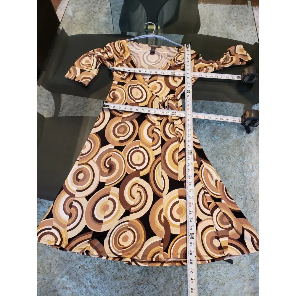 Bisou Bisou Women's Multicolor Polyester Wrap 3/4 Sleeve Knee Length Dress 8 - Image 15