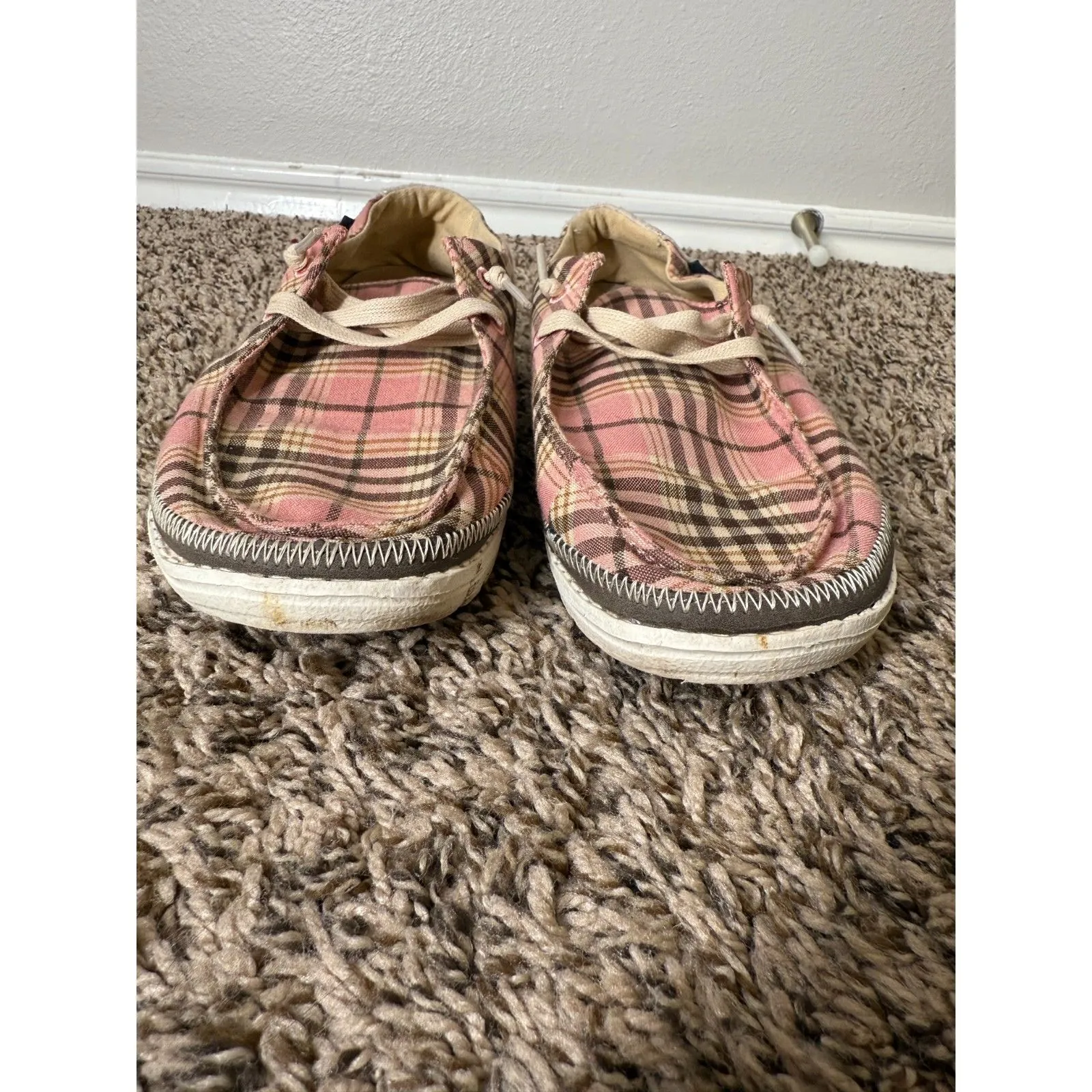 Hey Dude Wendy Plaid Pink Womens Sz 7 Lightweight Grunge Casual Slip On - Image 3