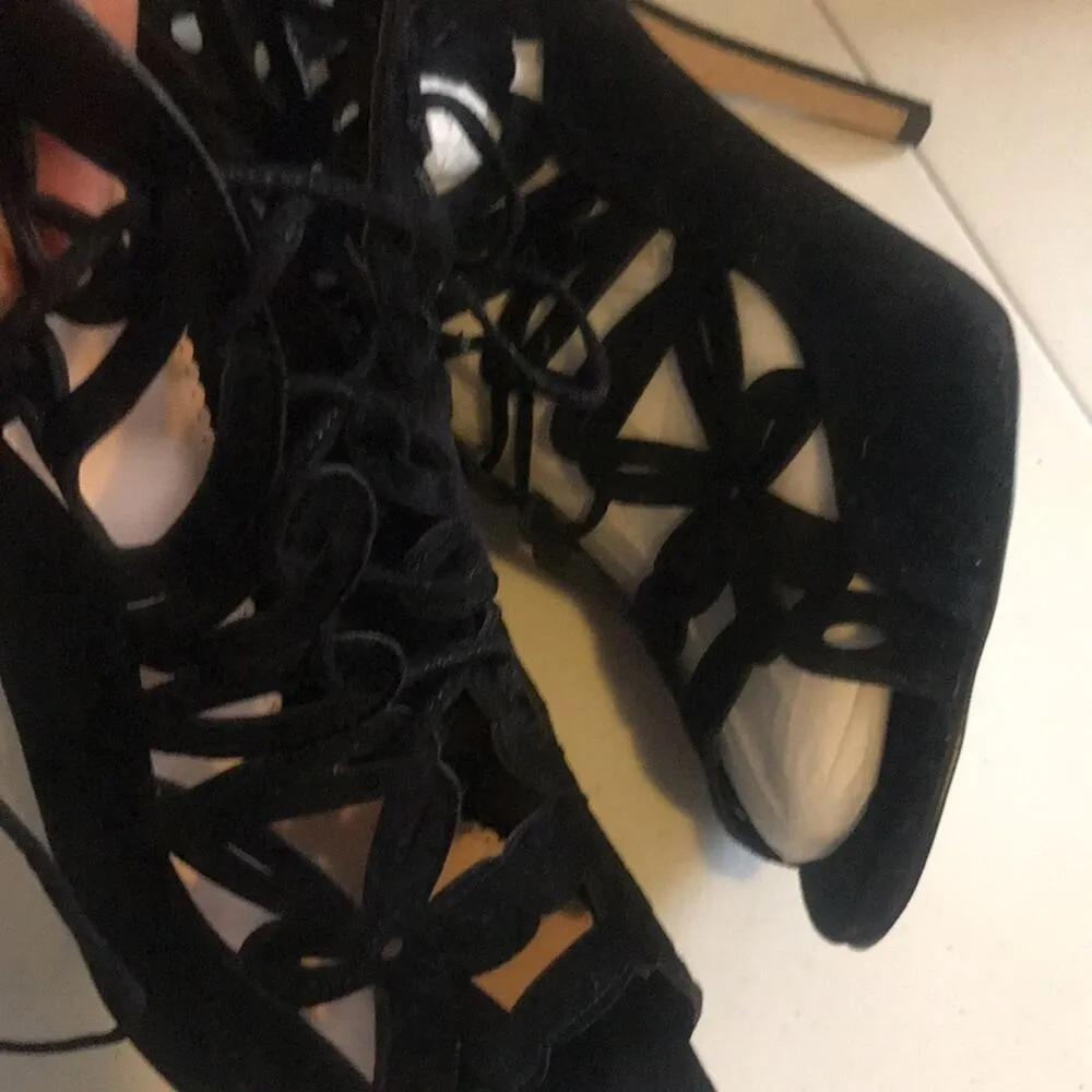 💖 GORGEOUS LACE UP SHOES 10 💖 Black - Image 9