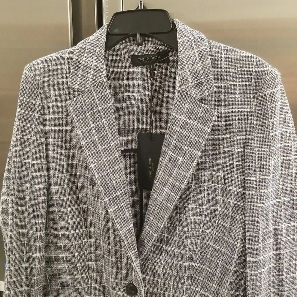 💕RAG & BONE💕 Ames Deconstructed Check Tweed Relaxed Fit Blazer Grey 8 NWT - Image 13