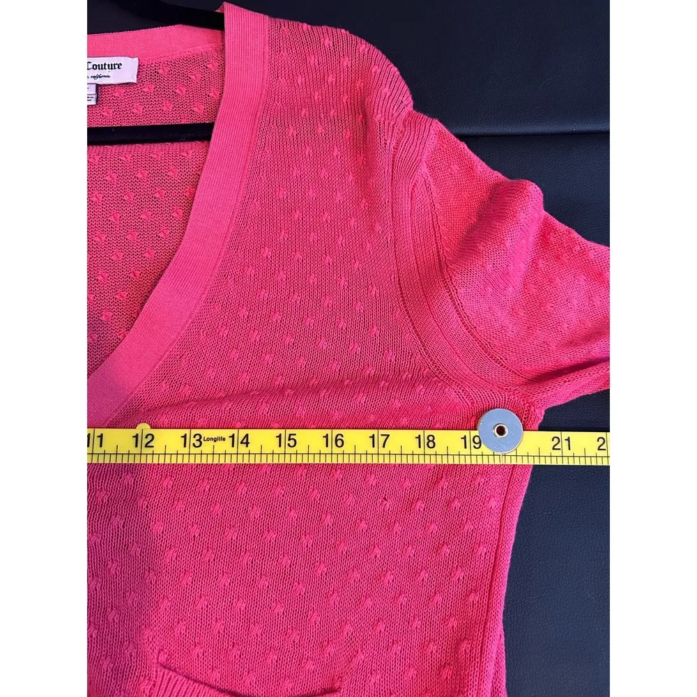 Juicy Couture Pink Coral Cardigan Size Large Gold Detail Swiss Dot Valentines - Image 6