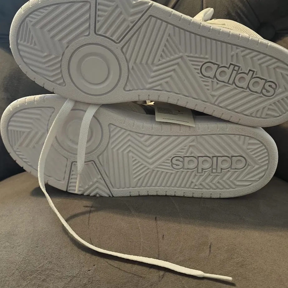 Adidas Hoops Mid 3.0 K White and Silver Sneakers - Image 11