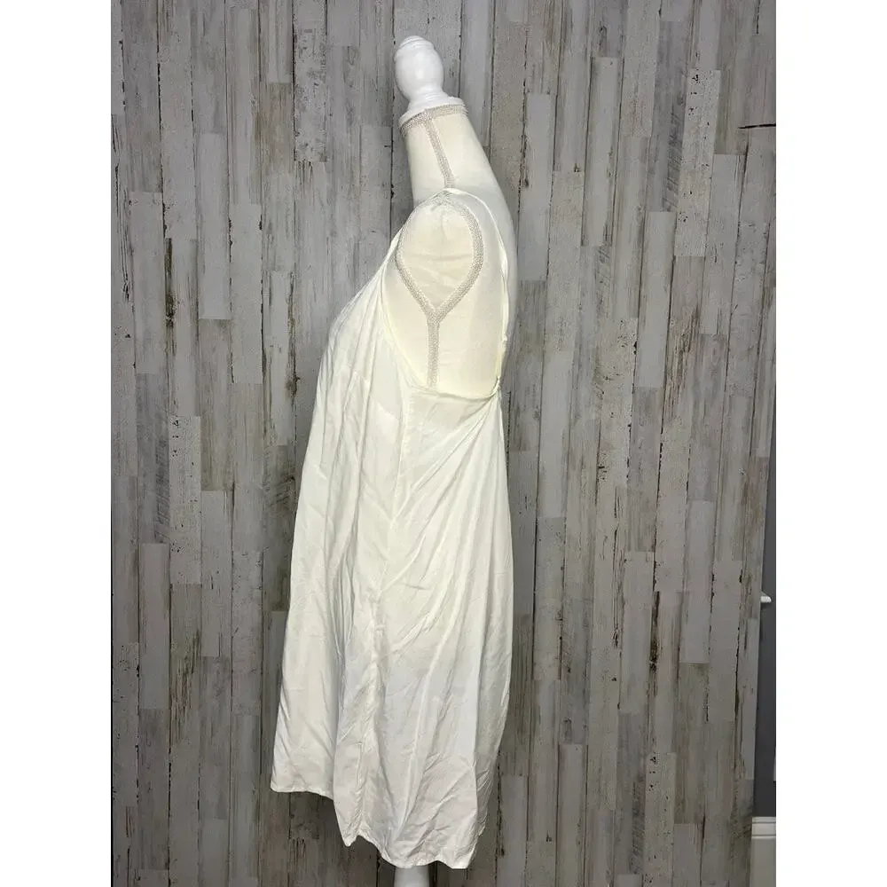 Anthropologie Women's Medium White Slip Dress Sleeveless‎ Adjustable Straps - Image 6