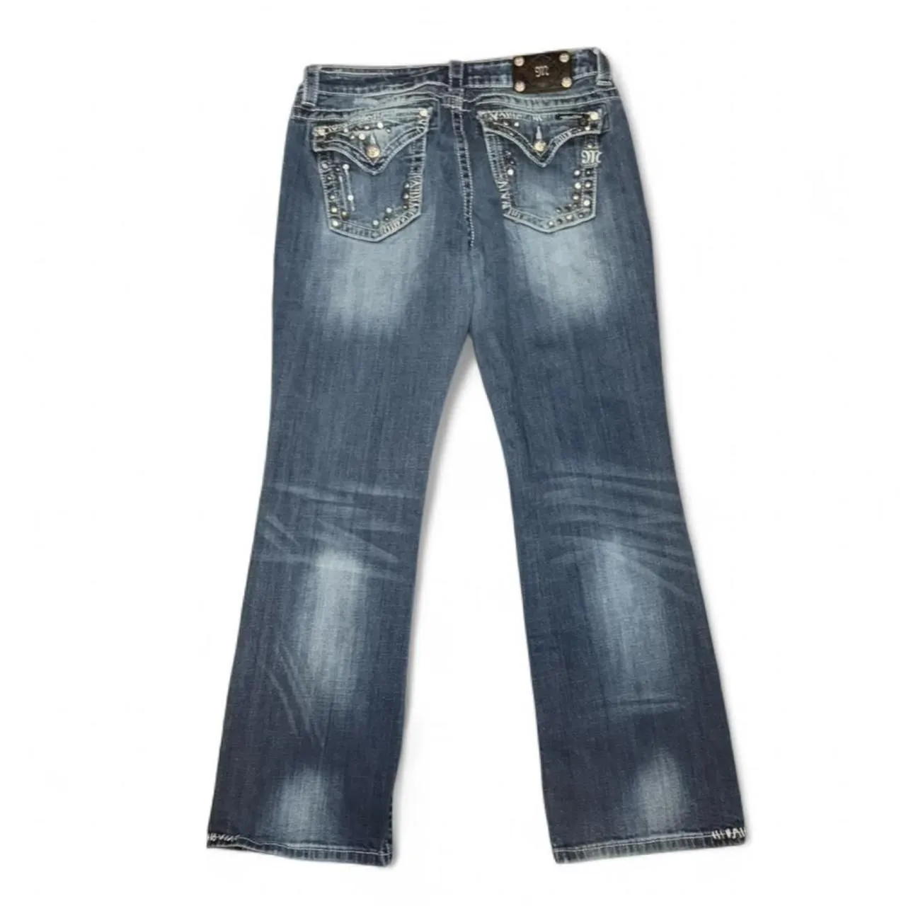 Miss Me Jeans Women 31 Easy Boot DK29 Rhinestone Embellished Flap Pockets JES463 - Image 2