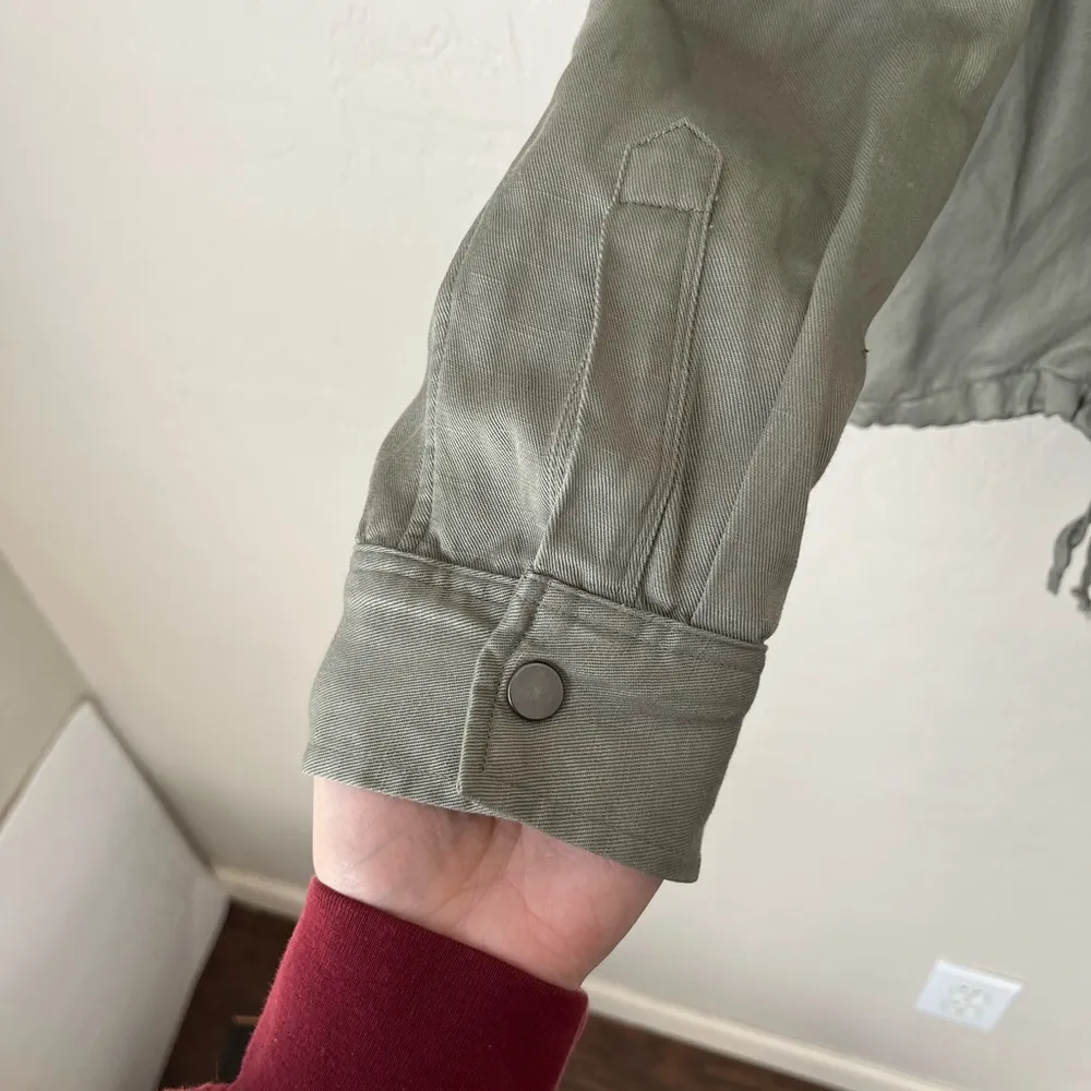 Rails Collins Linen Blend Military Snap Button Zip Front Jacket Green Size M - Image 7