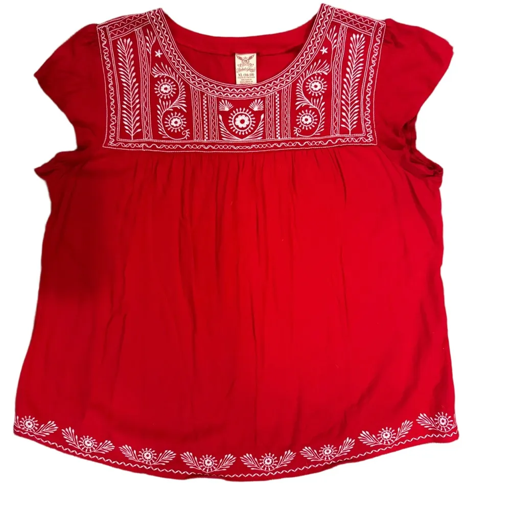 Faded Glory Scarlet Blouse with Ivory Detailing - Image 4