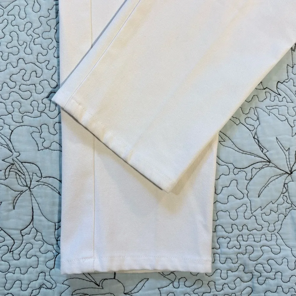 ECRU Stretch Mid Rise Slim Straight Zip Pocket Winter White Pants Women’s  2💚 - Image 7