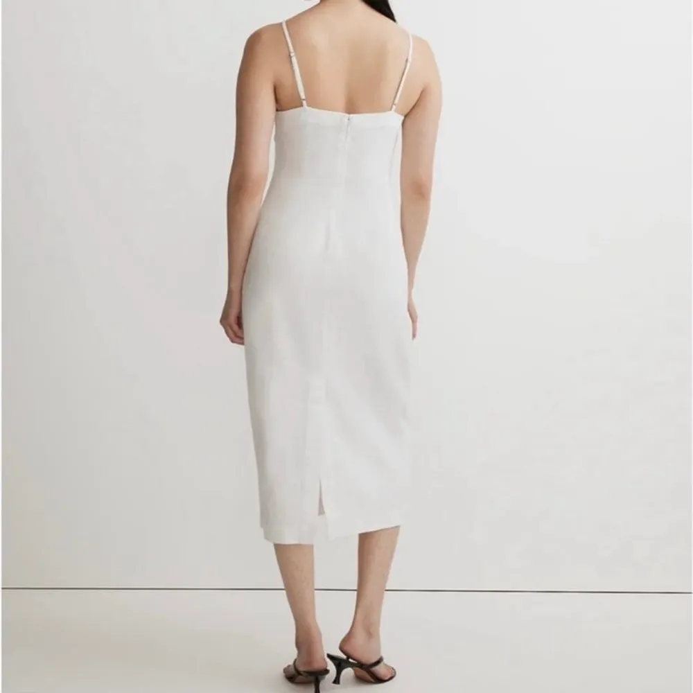Madewell Goldie White Linen Square Neck Sleeveless Midi Dress Size 12 - Image 2