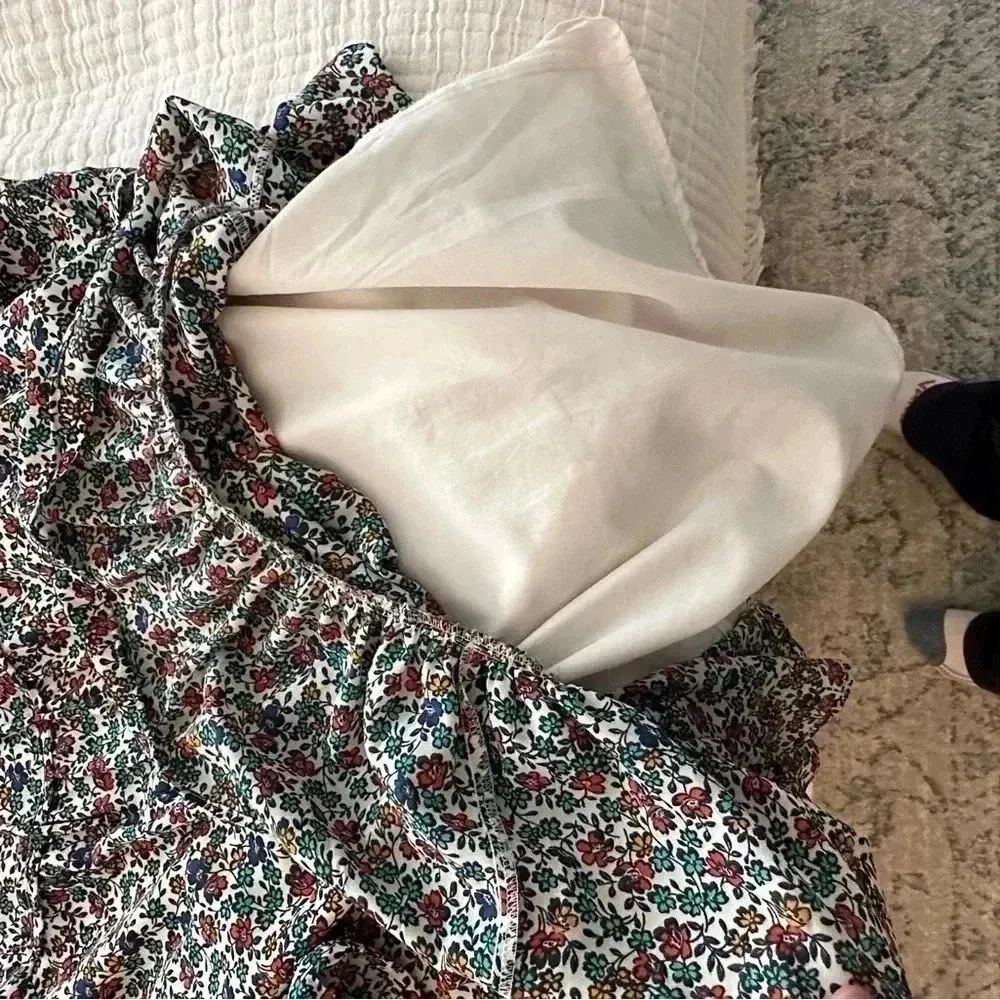 J. Crew Factory Relaxed Fiery Sunset Floral Print Shift Dress Flounce Hem XS - Image 6