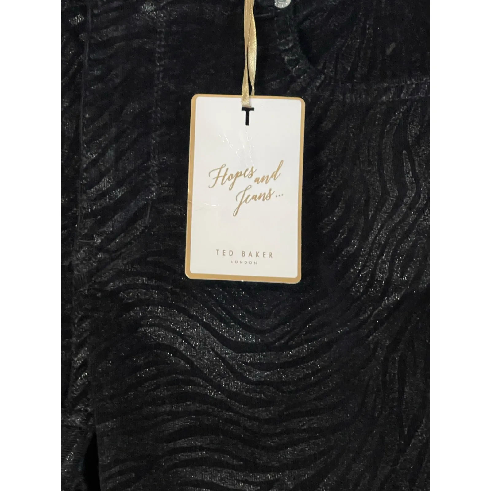 Ted Baker London Dehbra Zebra Printed Skinny Jeans Black Velvet 28 x 28 NEW - Image 5