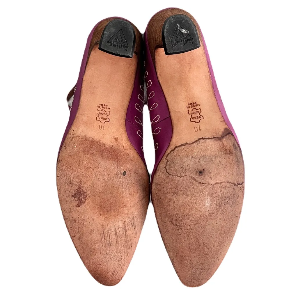 John Fluevog Purple Leather Top Stitch ‘Ayers’ Strappy Mary Jane Heels, Size 10 - Image 8