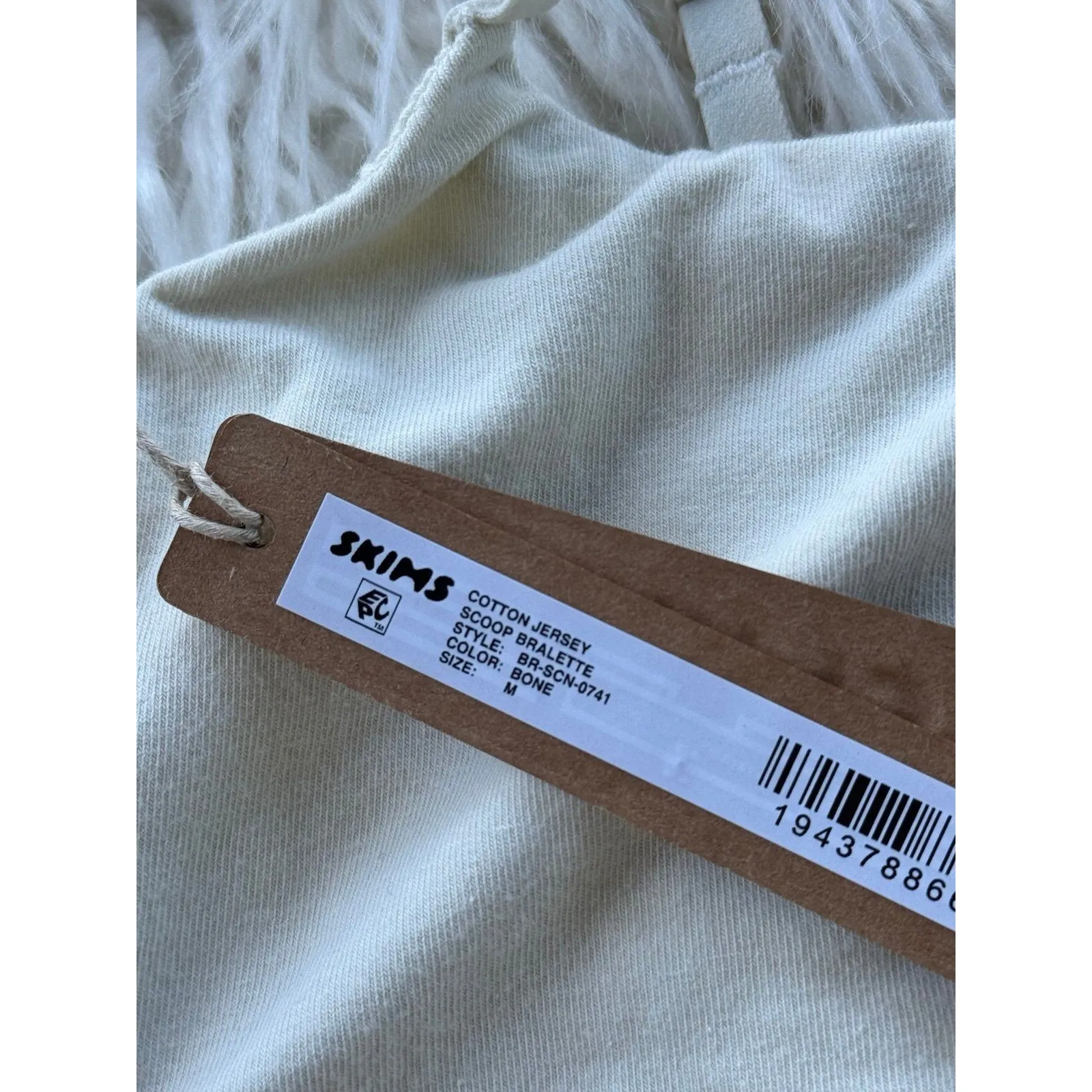 Skims Cotton Jersey Scoop Bralette Bone Size Medium - Image 6