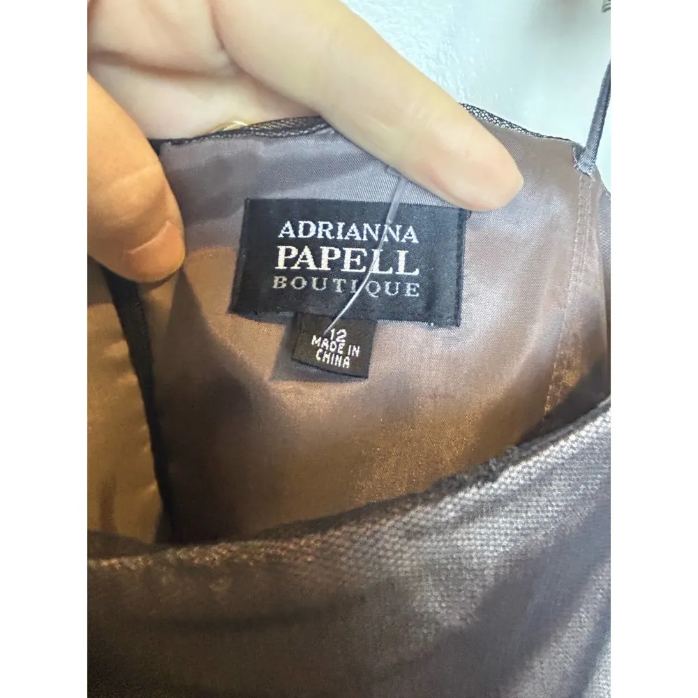 Adriana Papell Black Formal Dress Lace Glitter Size 12 Swiss Dots Strapless - Image 8