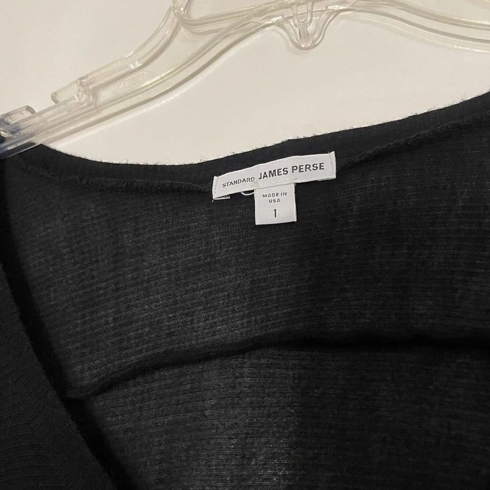 James Perse lightweight scoop neck black long sleeve knit shirt size 1 Small - Image 2