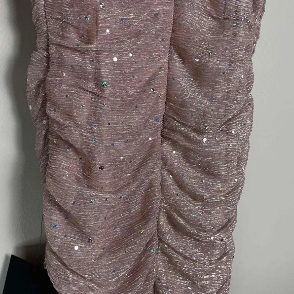 New Lulus Women's XS Spaghetti Strap Pink Bodycon Ruched Mini New Years Dress - Image 8