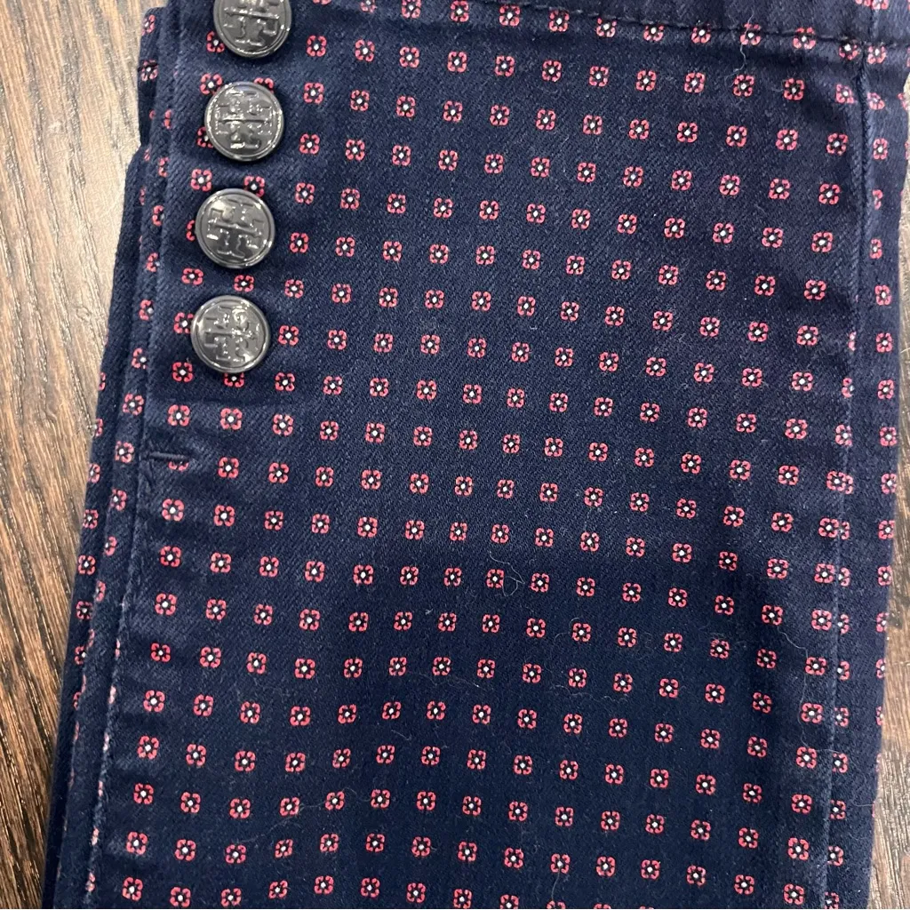 Tory Burch Navy Daisy Dot Emmy Floral Patterned Pants - Image 5