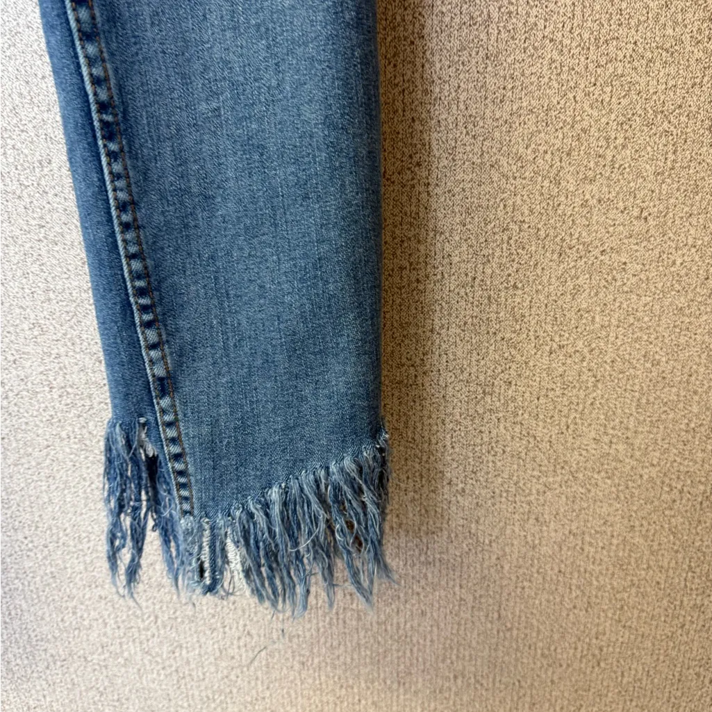 We The Free People Womens 26 Distressed Skinny Crop Fringe‎ Denim Jeans - Image 2