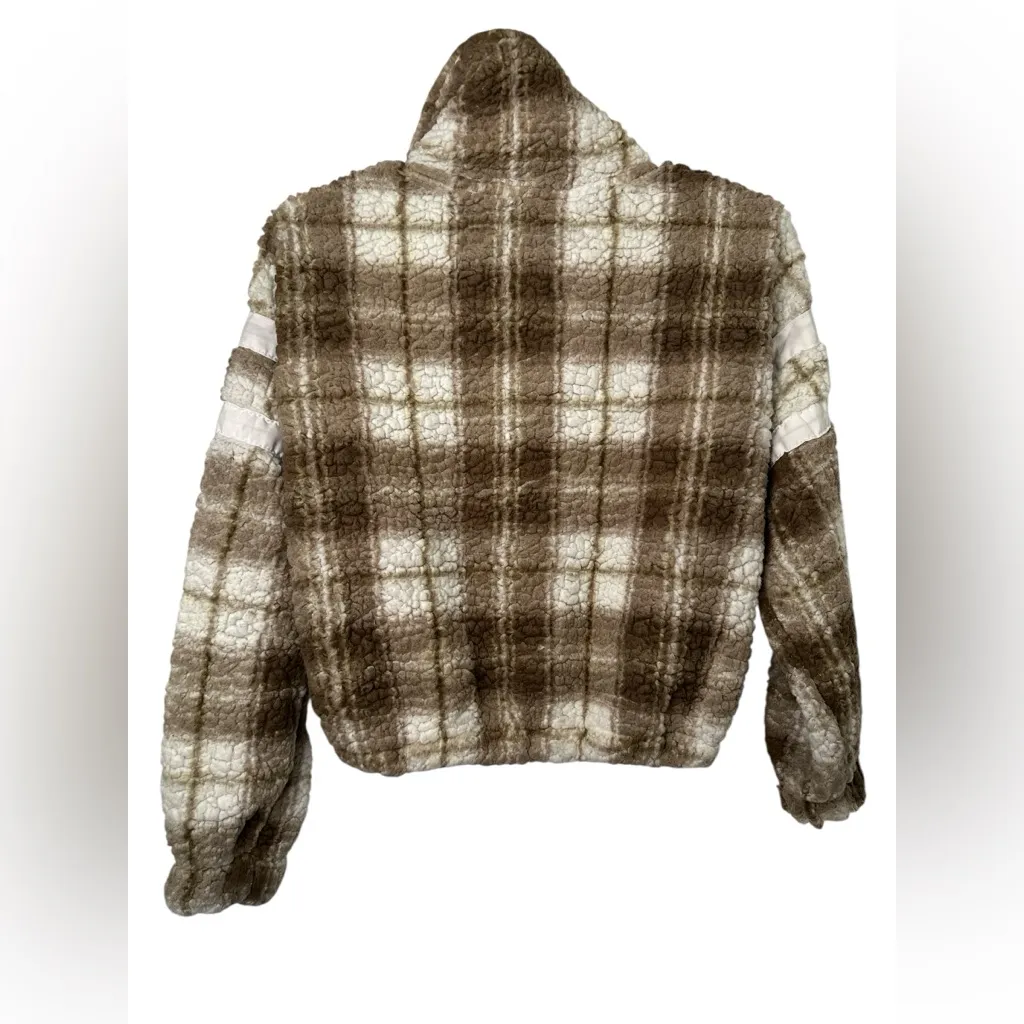 Derek Heart Cream and Brown Fleece Jacket Small - Image 2