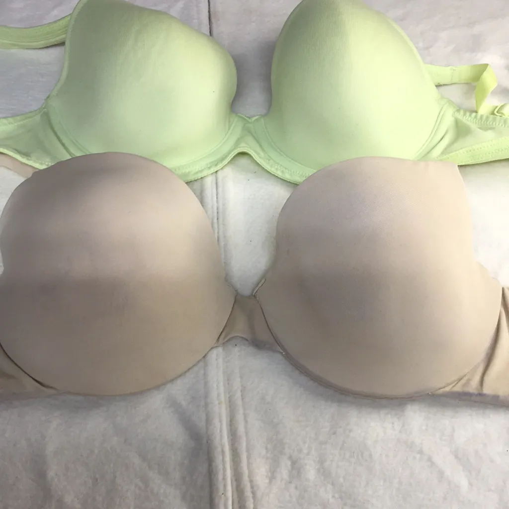 Bin 17 Bundle Of 2 Bras Underwired Adjustable Straps Lime/Nude Size 34C Green - Image 9