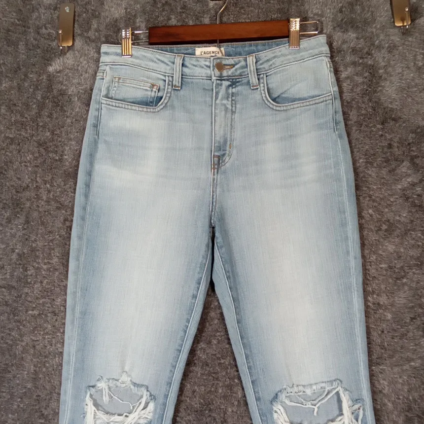L'AGENCE High Line High Rise Skinny Destroyed In Classic Brasie Womens 28 - Image 4