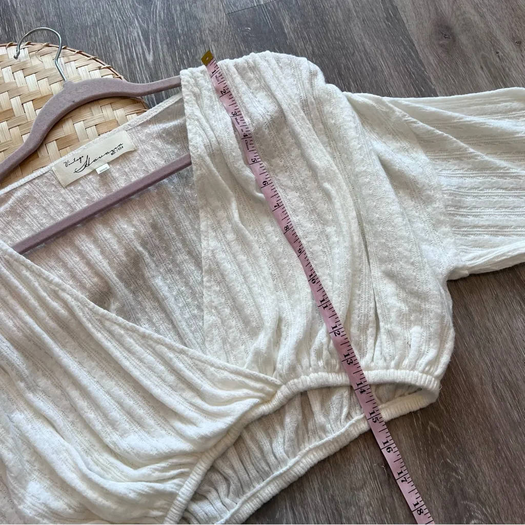 Vintage Havana ‎ white beach boho long sleeve cropped top - Image 3