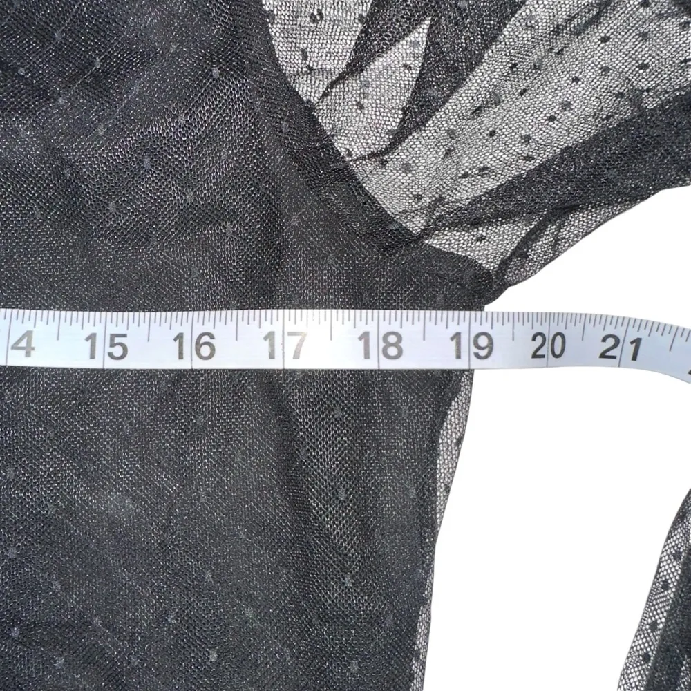 Equipment Femme Garion Long Sleeve Mesh Sheer Button Down Black Top SMALL - Image 7