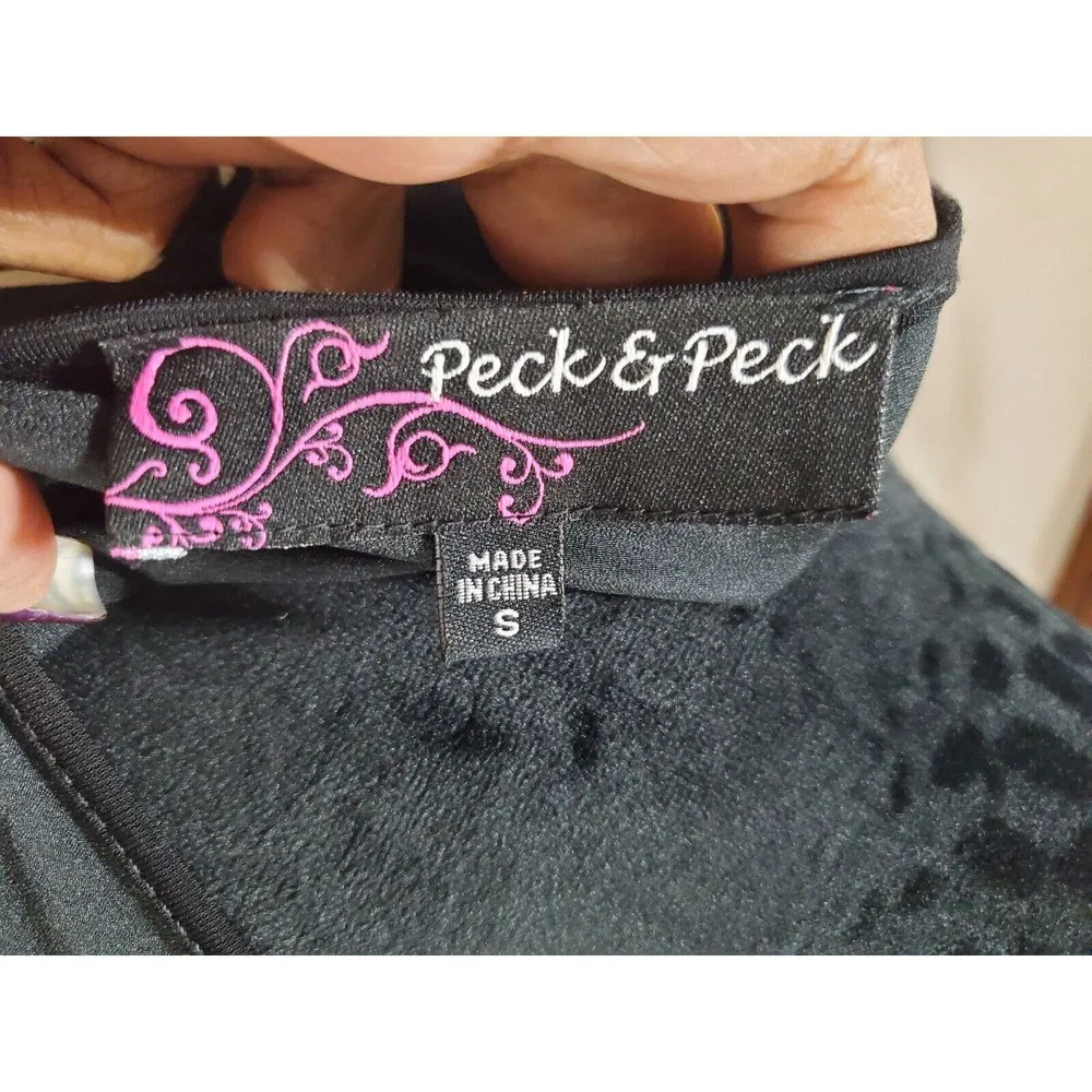 Peck & Peck Women Black Polyester Round Neck Long Sleeve Casual Top Shirt Size S - Image 8