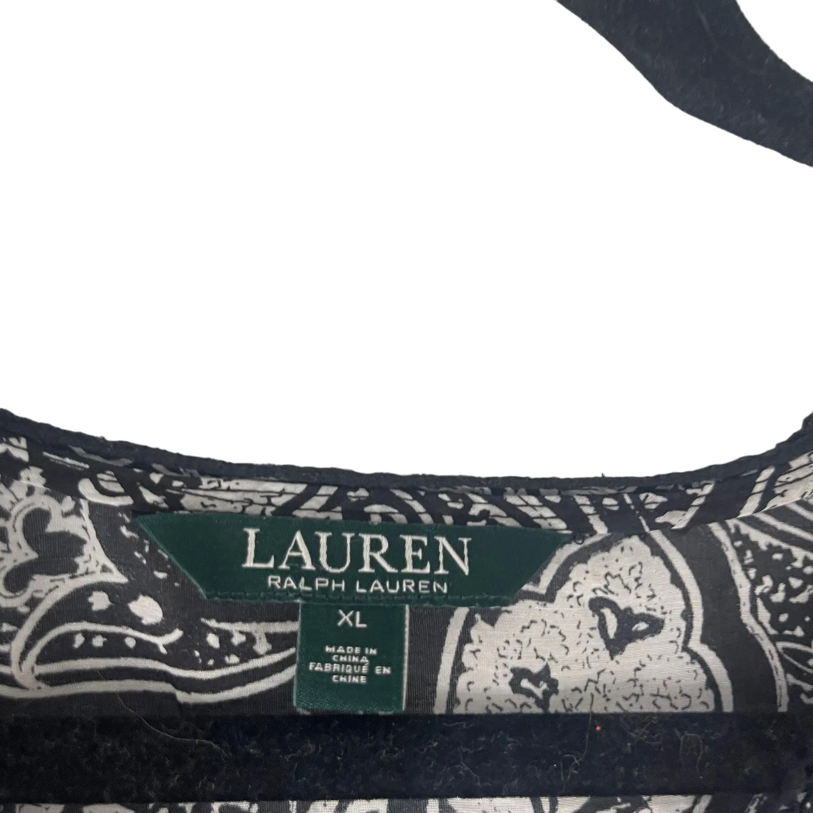 Lauren Ralph‎ Lauren Size XL Black White Paisley Silk Blend Blouse - Image 8