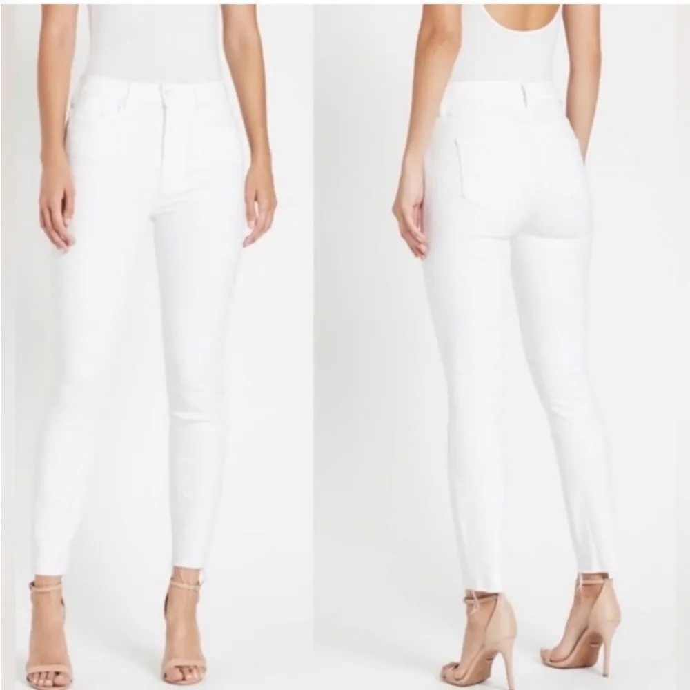 Mother High Waisted Looker Ankle Fray Jeans in Stayin’ Alive White - Image 2