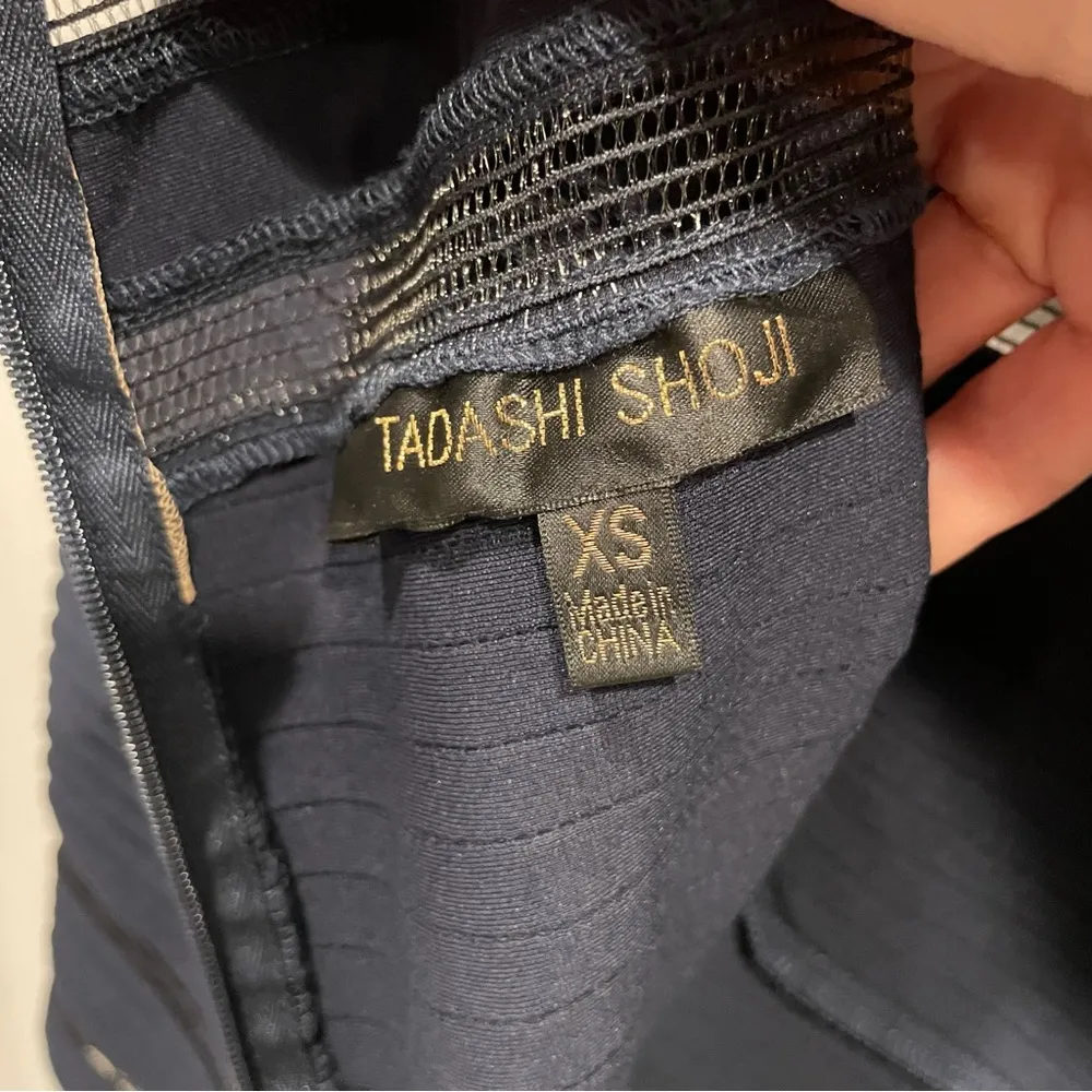 Stunning Tadashi Shoji maxi dress navy with black mesh inserts mermaid magic - Image 4