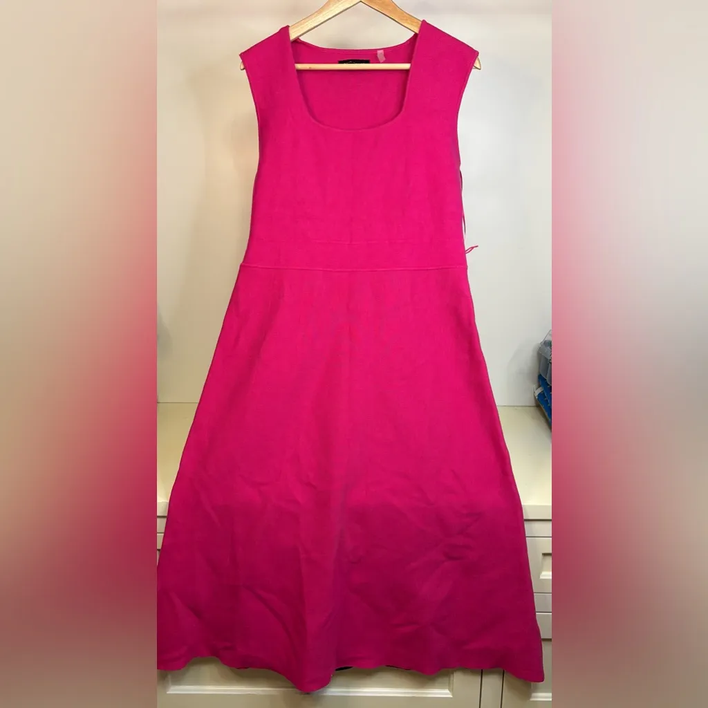 Elie Tahari Vibrant Pink Midi Dress sz Lg - Image 4