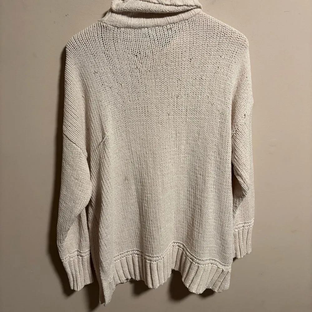 Aerie Chenille Oversized Turtleneck Sweater Ivory Cream- Size Medium - Image 6