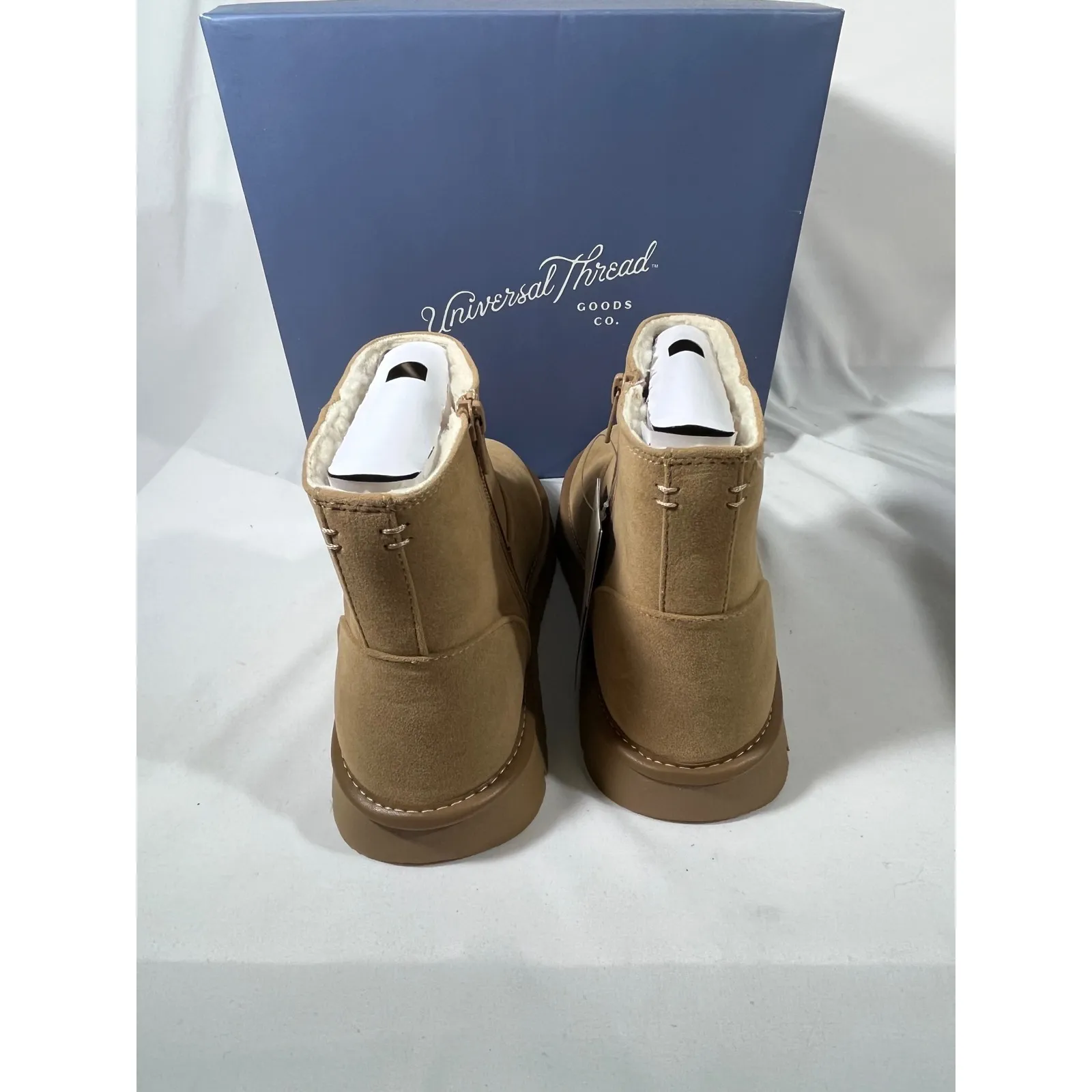 Universal Thread Women Memory Foam Zip Ankle Boots Tan Winter Comfy Size 8 - Image 6