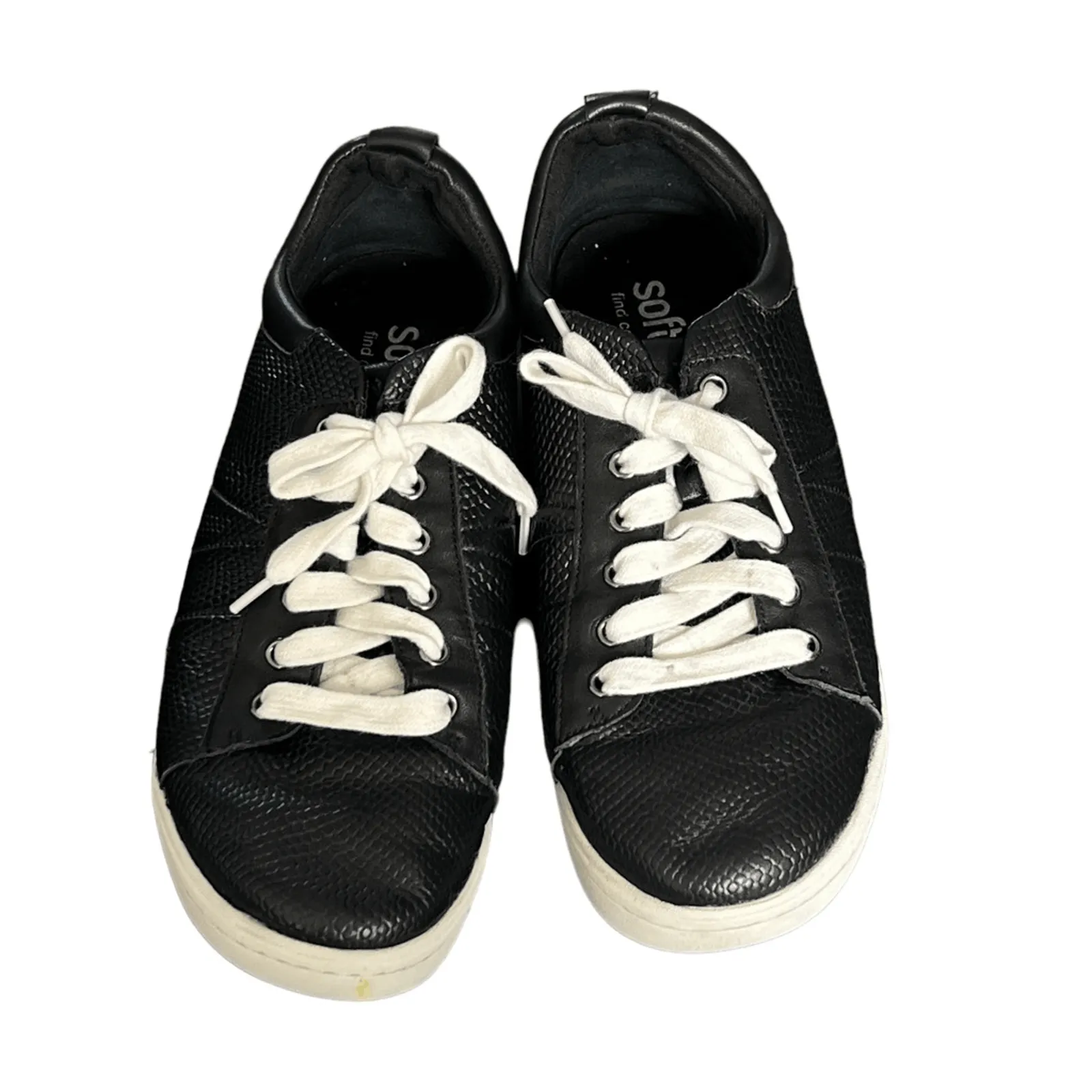 Softwalk Black Athens Leather Sneakers Faux Snake Skin Size 7.5 W - Image 3