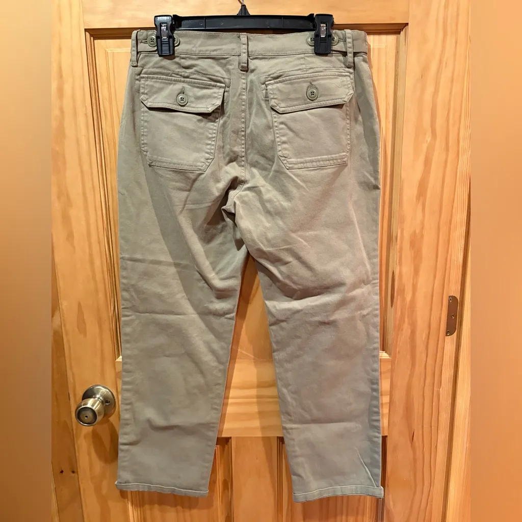 Lucky Brand Women’s Green Khaki side stripe Utility Boyfriend Cropped Pants NWT - Image 2