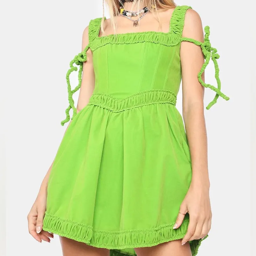 Green Velvet Dress - Image 2