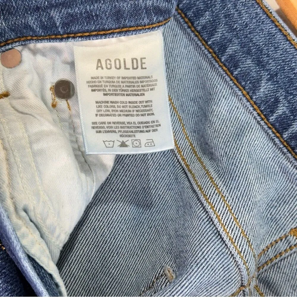 Agolde Toni Mid-Rise Straight Leg Medium Wash Denim Jeans Women’s 26 Distressed - Image 5