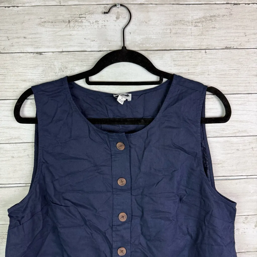 J Crew Factory Navy Button Front Vest Size Large Blue - Image 3