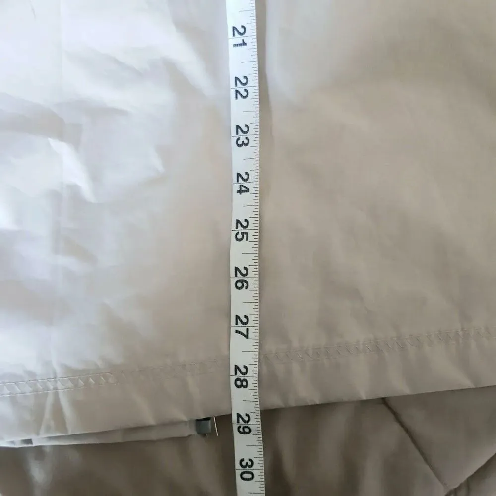 Women's Jacket Sz Medium Rain Hooded Beige Canvas  Pockets Leopard - Image 11