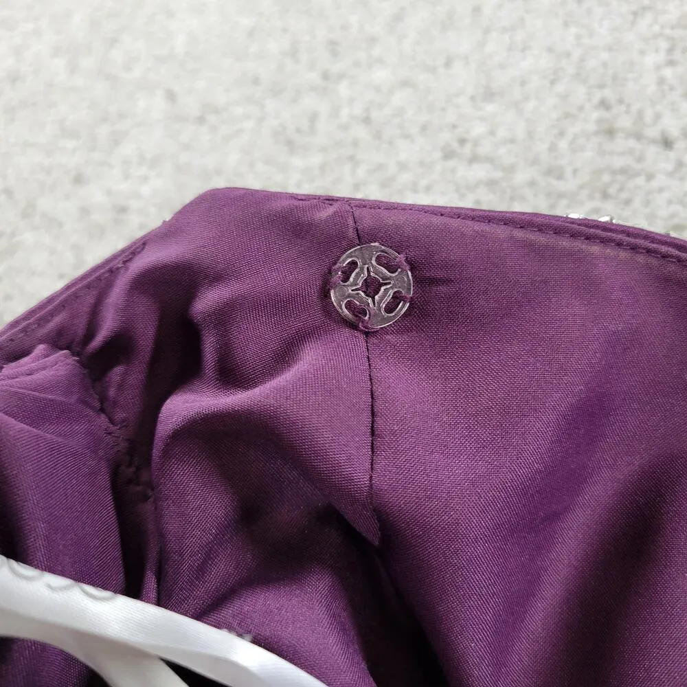 DaVinci Prom Dress Womens 14 Purple Satin Strapless Jeweled Band Formal Cocktail - Image 11