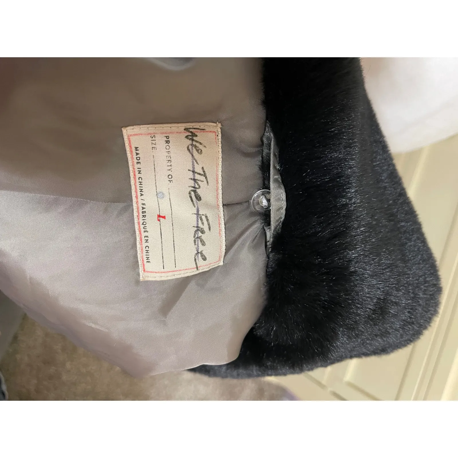 Free People WE THE FREE Aviator Bomber  Jacket w/ Fur Collar Olive Green Size L - Image 4