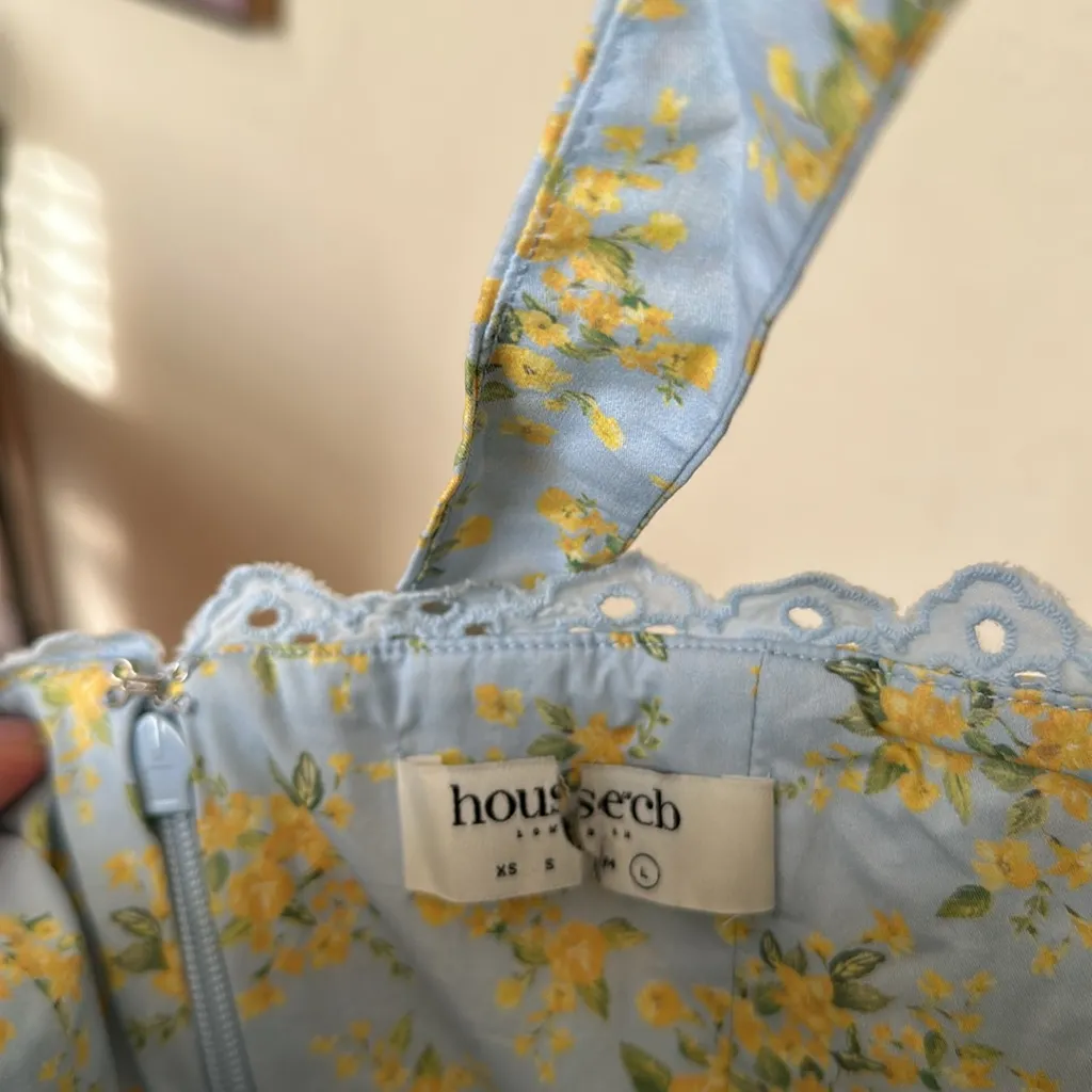 House of CB Adabella Floral Pleated Halter Sundress‎ in Light Blue NWOT size L - Image 9