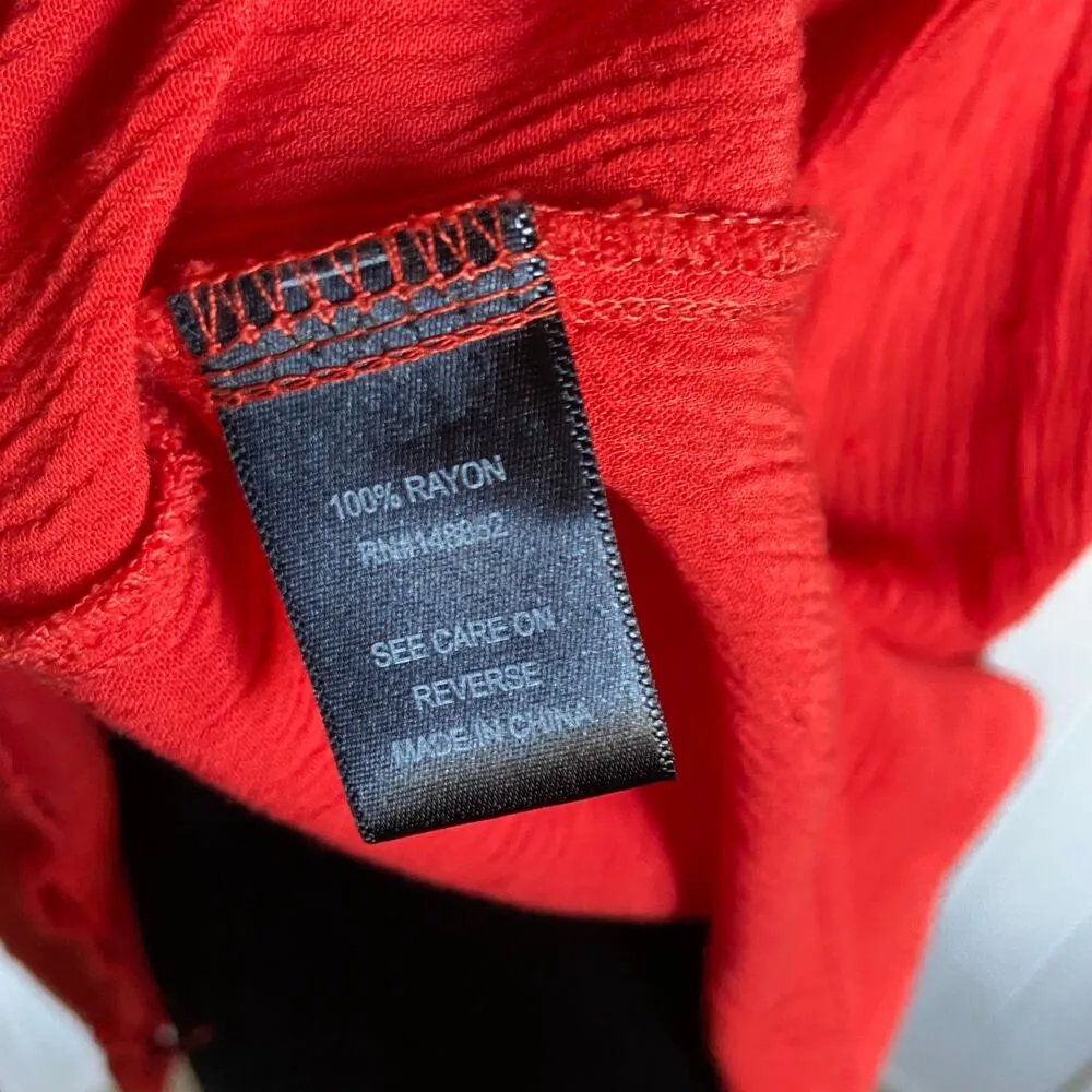 Torrid Womens Tank Top Sz 1 1X 14 16 Harper Blood Orange Swiss Dot Tunic Crinkle - Image 7