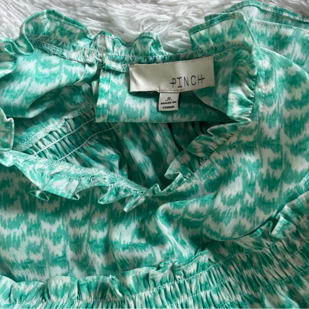 Pinch Green Ruffled Tiered Mini Dress Cold Shoulder - Image 11