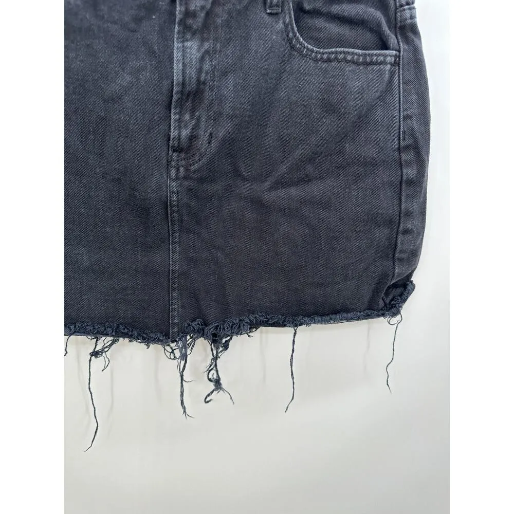 Pacsun Black Wash Mini Denim Skirt Raw Hem Womens Size 27 - Image 3
