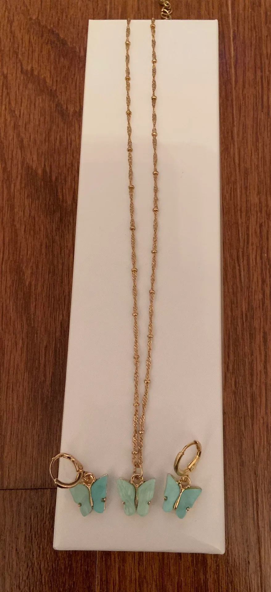 Blue Butterfly Earring And Necklace Set - Image 2