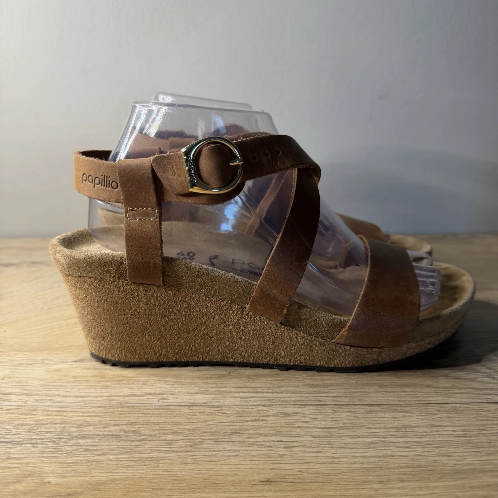 Papillio by Birkenstock Sibyl Wedge Sandals Strappy Tan Brown Boho 40 L9 M7 - Image 2