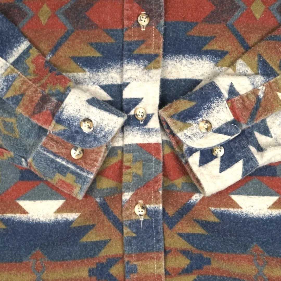 Vtg Cabela's Aztec Flannel Button Up Women's Medium USA Made 90s Southwest Shirt - Image 5