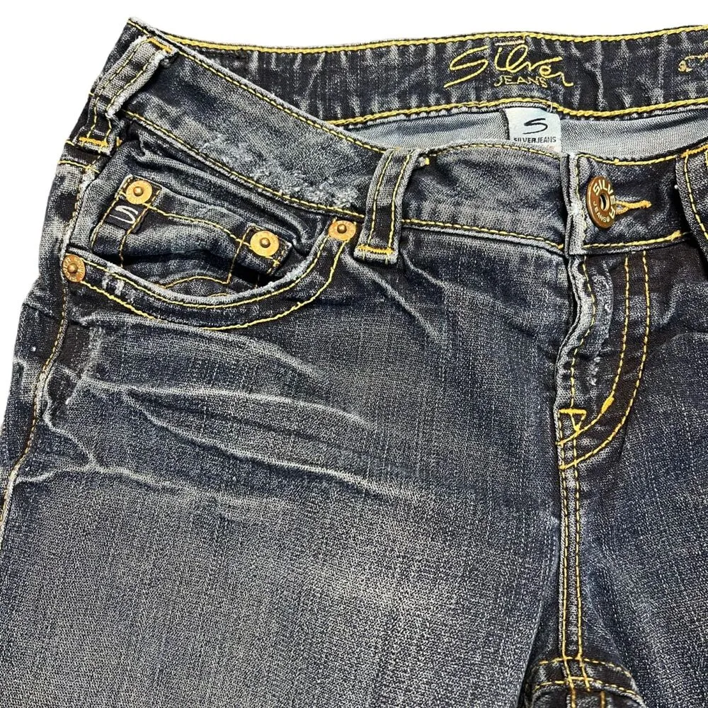 Silver Jeans Womens Denim Blue Jeans Aiko Fit Flare Leg Dark Wash Size 29 - Image 3